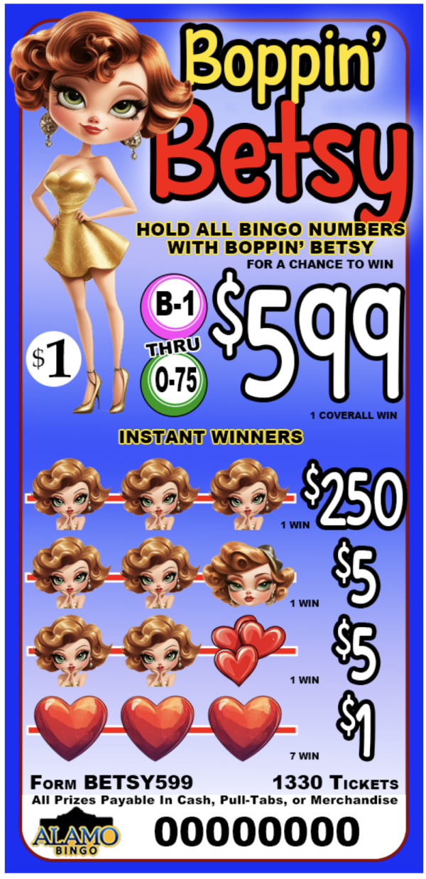 ALAMO: BOPPIN' BETSY $599 (1329ct)